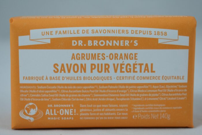 Savon pur végétal Dr Bronner's Agrumes-Orange