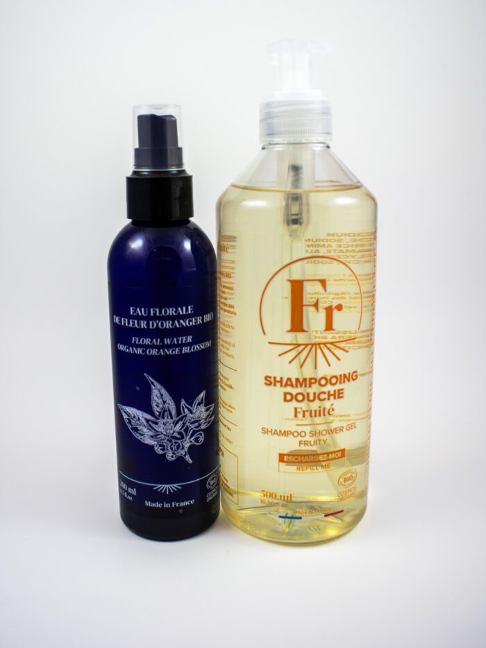 Duo shampooing douche fruité et eau florale Fleur d'Oranger.