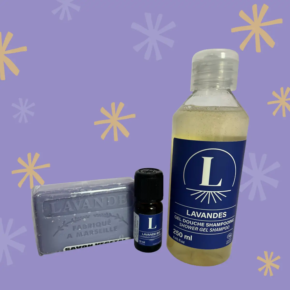coffret lavande noel savon gel douche huile essentielle